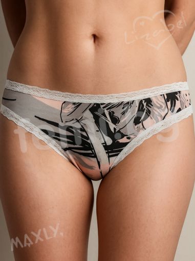 1106 Дамска бикина принт 2 с бяла дантела