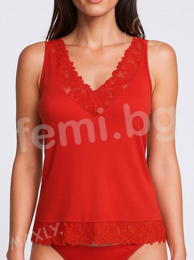 1632 Корсаж червен широка презрамка дантела