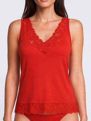 1632 Корсаж червен широка презрамка дантела